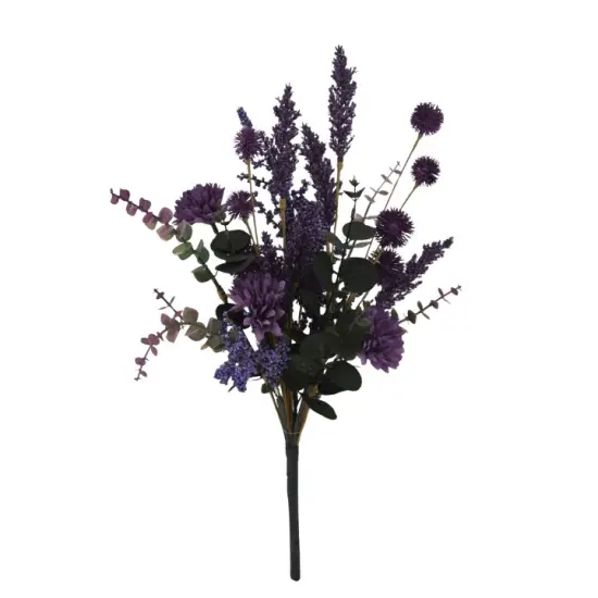 19" Artificial Purple Fall Mum and Berry Bush &ndash; Autumn Floral Pick-65175-PU {1}