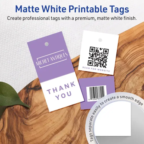 Avery Printable Perforated Rectangle Price Tags, Sure Feed Technology, 1-1/2" x 3", Matte White Cardstock, Print-to-The-Edge, Laser/Inkjet Printable, 100 Total {9}