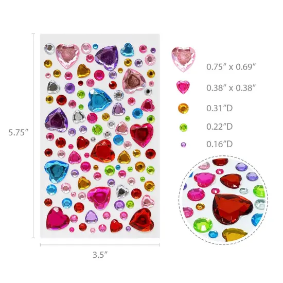 Wrapables 327pcs Acrylic Self Adhesive Crystal Rhinestone Gem Stickers, DIY, Arts & Crafts Supplies (3 sheets), Hearts {2}