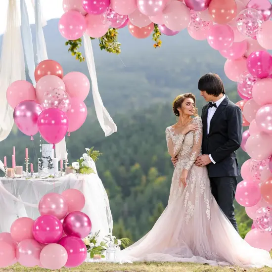 12inch Metallic Dusty Pearl Pastel Baby Hot Pink Balloons (Pink) {3}