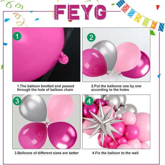 Pink and Silver Balloon Arch Kit (	Pink-silver ) {5}