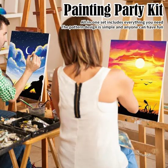 2 Pack 8x10 Pre Drawn Canvas for Painting for Adults Sip and Paint Kit for Adult's Couple's Date Night Party {3}