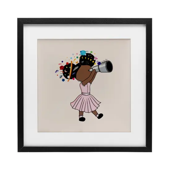 Stupell Industries Celeste Girl with Telescope Framed Print Under Glass, design by Sierra Siler {1}