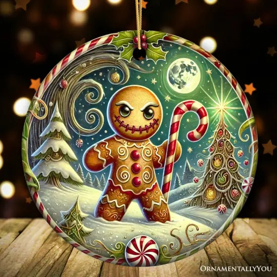 Menacing Gingerbread Man Ornament, Eerie Winter Enforcer for Christmas Decor {6}