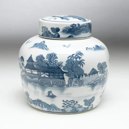 AA Importing 59748 9 Inch Blue & White Ginger Jar {1}