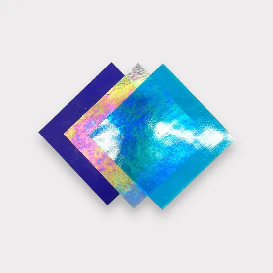 Blue Transparent Variety COE 96 Fusible Glass Sheets / Mosaic Glass - 3 Pack {2}