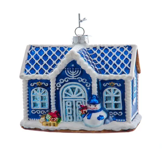 4.5" Noble Gems&trade; Glass Hanukkah House Ornament {1}