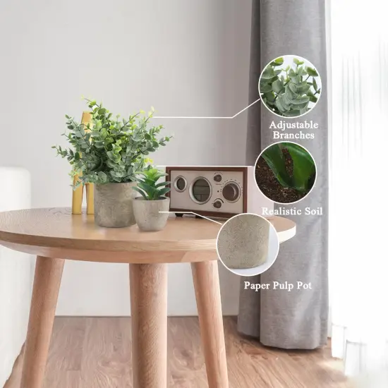 4-Pack Small Artificial Plants, Eucalyptus, Rosemary, Succulents, for Home and Office Decor {2}