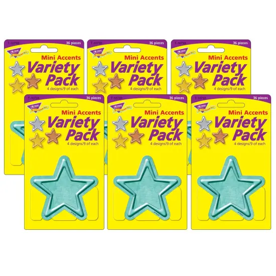 I &hearts; Metal Stars Mini Accents Variety Pack, 36 Per Pack, 6 Packs {1}