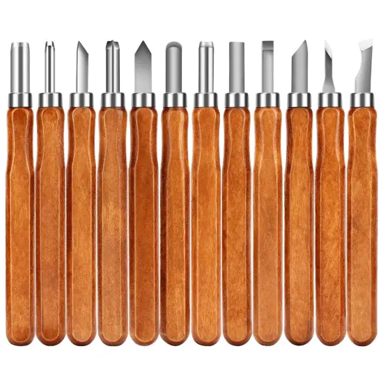 12 Pieces Wood Carving Tools, SK2 Carbon Steel Sculpting Knife Kit for Beginners & Professions {2}