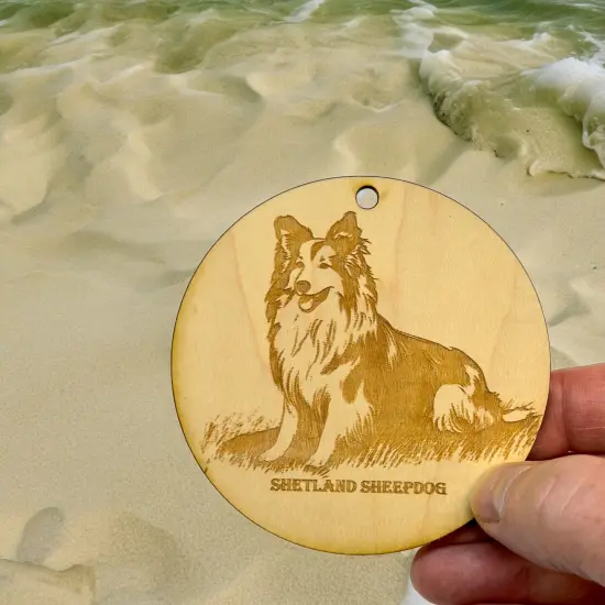 Ornament - Shetland SheepDog Raw Wood {2}