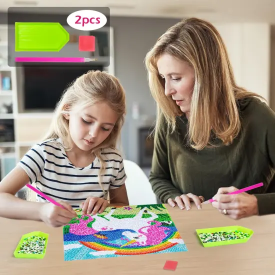 5D Diamond Painting Kit for Kids with Wooden Frame Art and Crafts for Kids Ages 6-8 - 10-12 Full Drill Painting by Number Kits Home Wall Decoration 6X6 inch (Pink) {5}