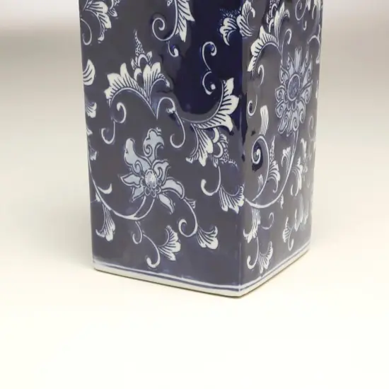 AA Importing 59948 12 Inch Square Blue & White Jar {3}