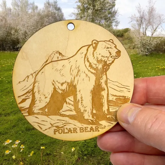 Ornament - Polar Bear Raw Wood {5}