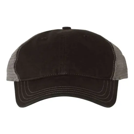 Richardson&reg; Garment Washed Trucker Cap Black/ Charcoal {1}