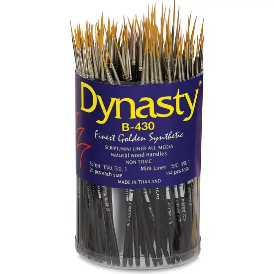 Dynasty Finest Golden Synthetic Brushes - Angle and Filbert, Canister of 144 {1}