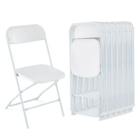 Costway 4/8/12/16/20 Pack Metal Folding Chairs with Plastic Seat & Back Heavy-Duty Metal Frame {11}