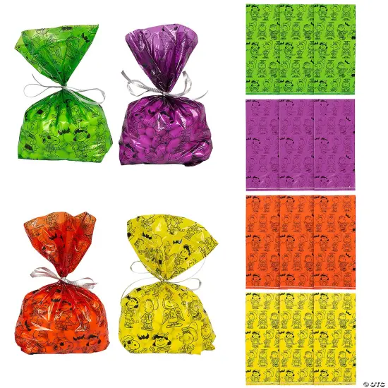 5" x 2 1/2" x 11 1/2" Small Peanuts&reg; Halloween Cellophane Treat Bags - 12 Pc. {2}