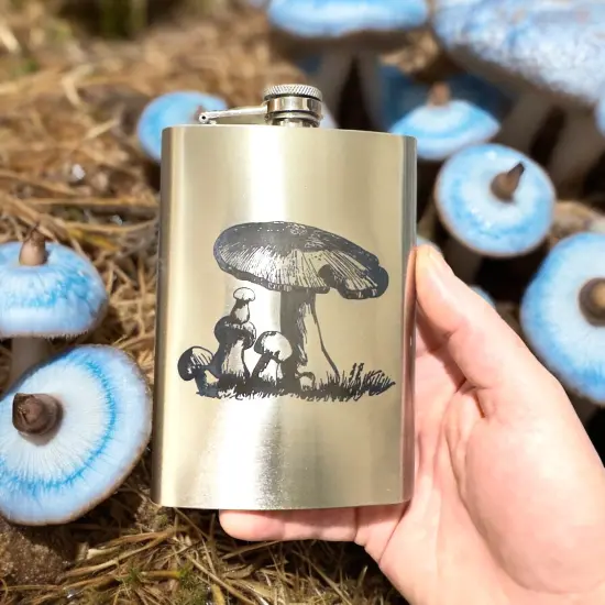 8oz - Mushroom 2 - Stainless Steel Flask {5}