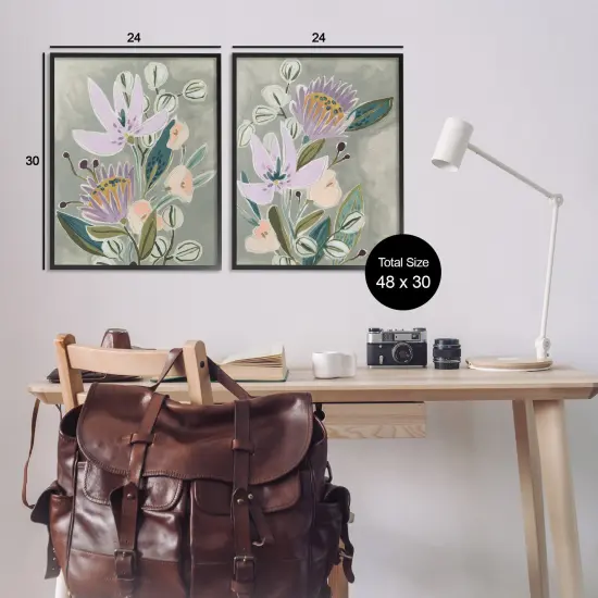 Stupell Industries Abstract Purple Floral Arrangement Framed Giclee Art Black Frame {3}