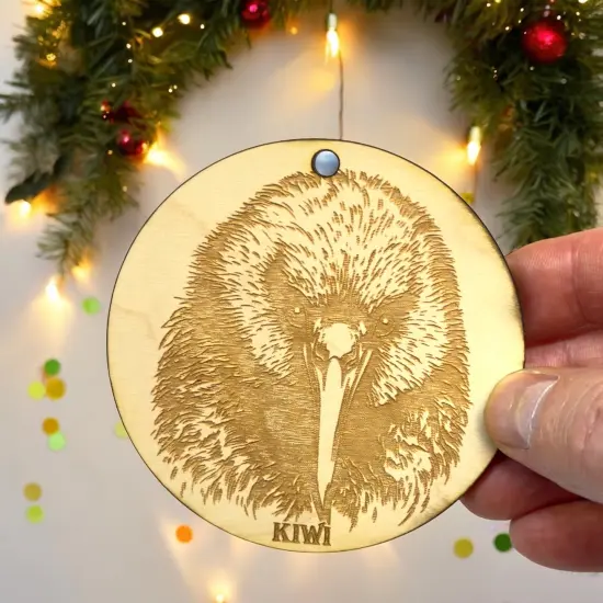 Ornament - Kiwi Bird Raw Wood {5}