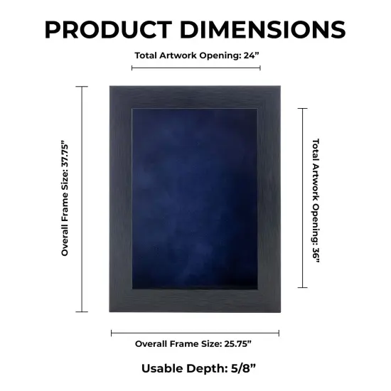 Elegant Charcoal Wood Shadow Box Frame with Acrylic Front - Navy Blue Suede Backing, 30 Sizes {1}