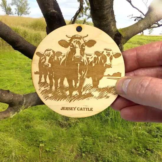 Ornament - Jersey Cattle Raw Wood {4}