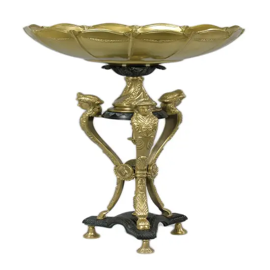 21 Inch Tall Brass Three Leg Compote Gold {1}