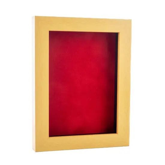 Classic Natural Wood Shadow Box Frame with Acrylic Front - Red Suede Backing, 30 Sizes {2}