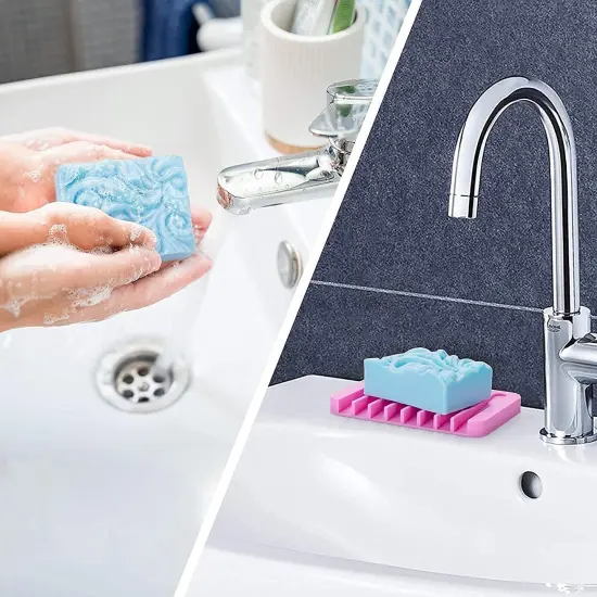 3 Pieces Silicone Soap Molds 6 Cavities Silicone Soap Mold Rectangle Oval and Flower Shapes Soap Molds for Soap Making Handmade Cake Chocolate Biscuit Pudding Jelly Ice Cube Tray {5}