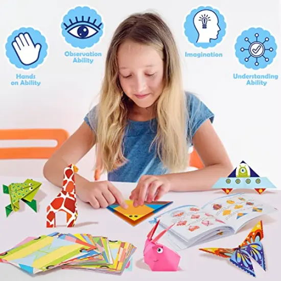 308 Pieces Origami Paper Set, 308PCS Kids Craft Paper Kit with Instructional Book for Girls Age 6,7,8,9,10,11,12, Art Projects Supplies for School Class Craft Lessons- Christmas Gifts for Boys&Girls {5}