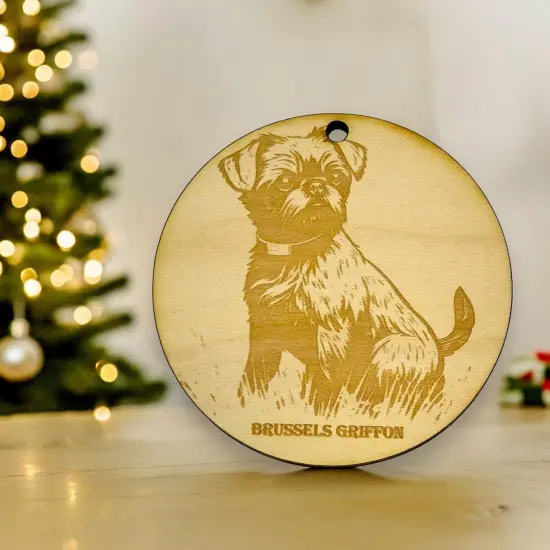 Ornament - Brussels Griffon Dog Raw Wood {3}