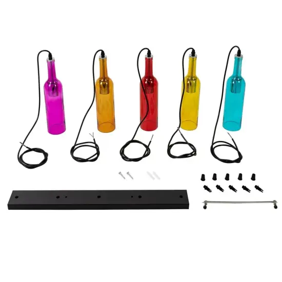 5 Wine Bottle Pendant Light Industrial Bar Hanging Lamp Fixtures Cafe Fixture {2}