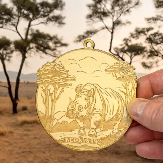 Ornament - Indian Rhino Raw wood {2}