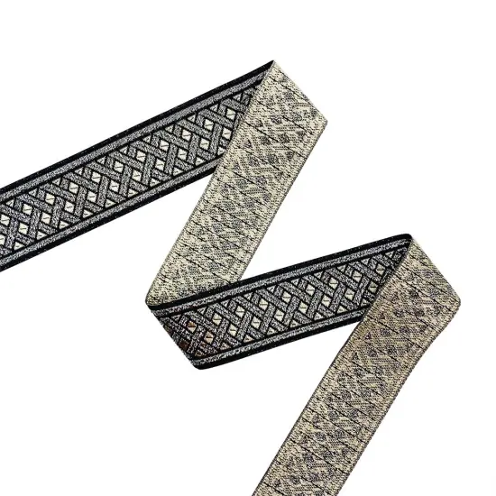 Designer's Shop JL 133 Jacquard metallic Silver Celtic ribbon trim, 1-3/8&rdquo; (35mm) x 9 yards {3}