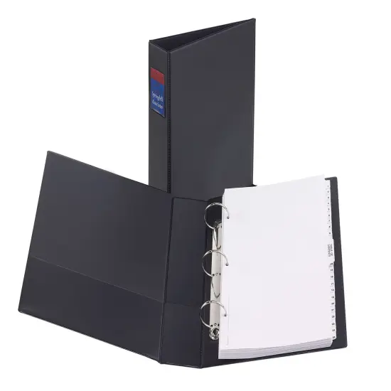 Avery Legal-Size Durable 3 Ring Binder, 2" Round Rings, Holds 8.5" x 14" Paper, Label Holder, 1 Black Binder (06401) {5}