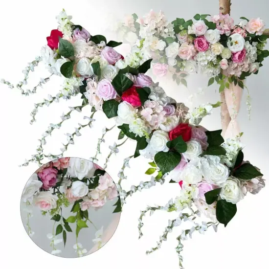 Artificial Silk Rose Flower Backdrop Wedding Row Decor Floral Wall Arrangements {4}