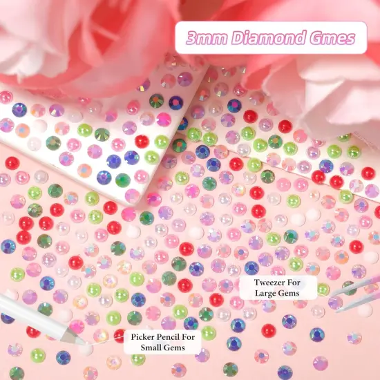 3 mm Flatback Pearls and Rhinestones - Multicolor {4}