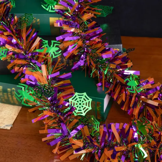 Metallic Twist Halloween Garland with Green Spider Web {4}