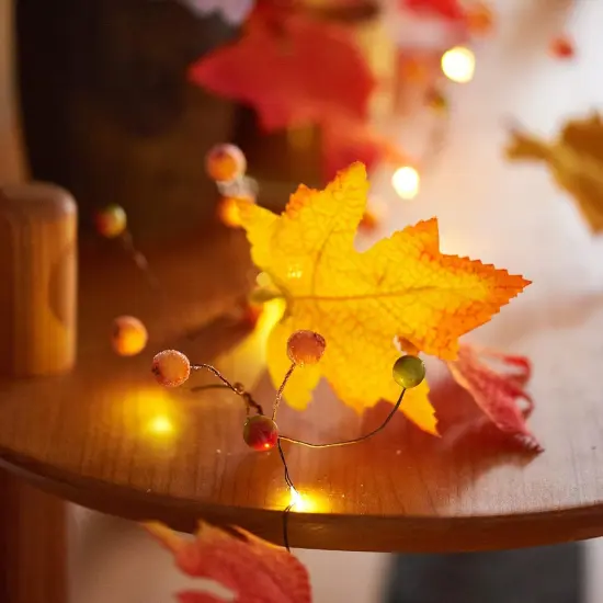 Leaf Garland with Lights Handcrafted {3}