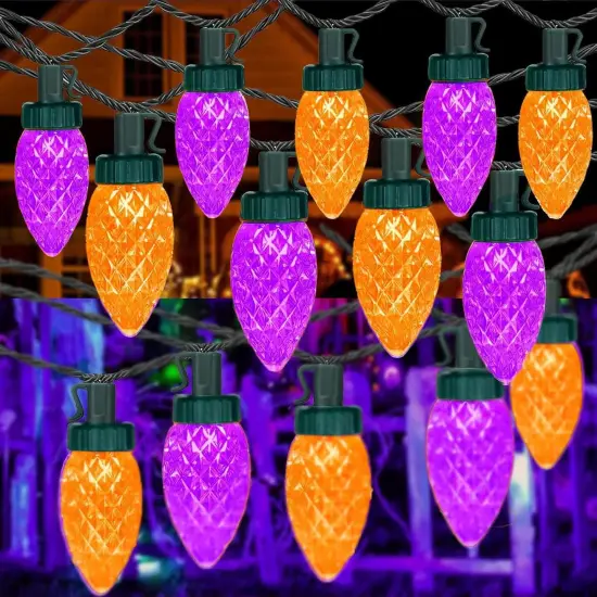 98FT 2PK 100LED Orange and Purple C9 Halloween Lights {1}