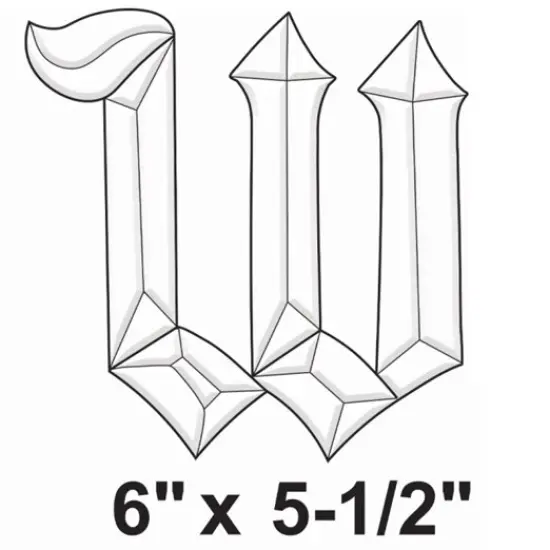 6" x 5-1/2" Exquisite Clear Glass Letter W Bevel Cluster BLW {2}