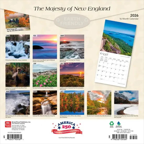 The Majesty of New England | 2026 12 x 24 Inch (Hanging) Monthly Square Wall Calendar | Plastic-Free {2}