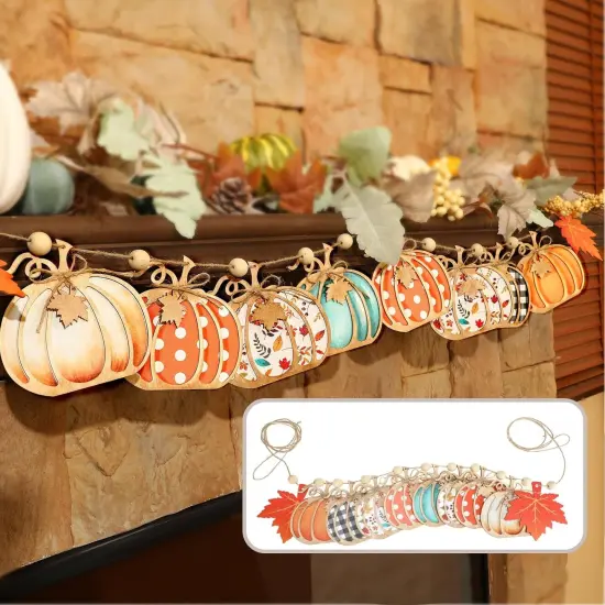 Fall Wooden Pumpkin Banner - 8.2Ft {1}