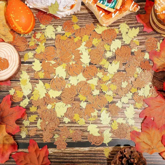 300 Pcs Fall Glitter Confetti Maple Leaf {5}