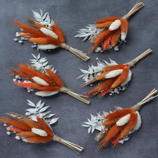 Dried Flower Bouquet (Pack of 6), Fall Dried Flower Bouquet, boutonnieres for Groom and Groomsmen. {3}