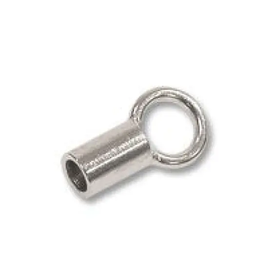 JewelrySupply Connector Crimp Tube with Ring 6x2mm Silver Plated (10-Pcs) {2}