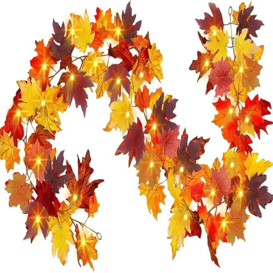 Fall Garland Leafs Lights {1}
