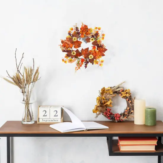 Autumn Maple Leaf Wreath with Pumpkin Berries - Orange {4}