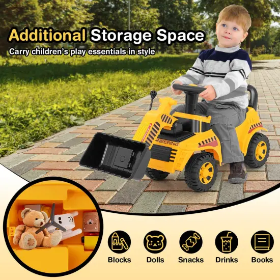 Costway Kids Ride on Bulldozer with Adjustable Bucket Engine Sound Excavator Digger Toy {6}